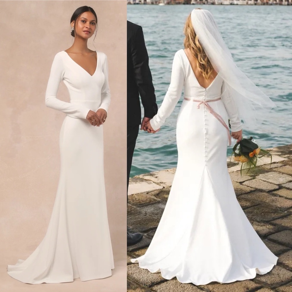 Lulus Feeling of Forever White Long Sleeve Mermaid Maxi Dress - Picture 14 of 14